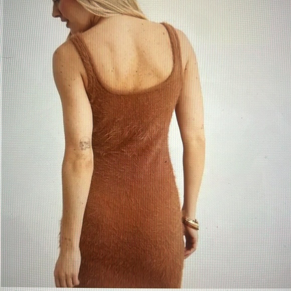 Aerie Fuzzy Brown Bodycon Sleeveless Dress NWT - Picture 3 of 7